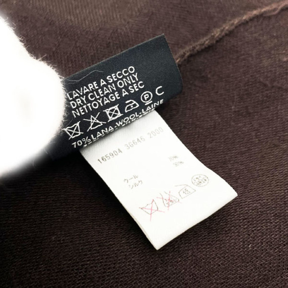 Gucci Stole GG Pattern Scarf Wool Silk Dark Brown 165904 GUCCI Shawl YY-14171